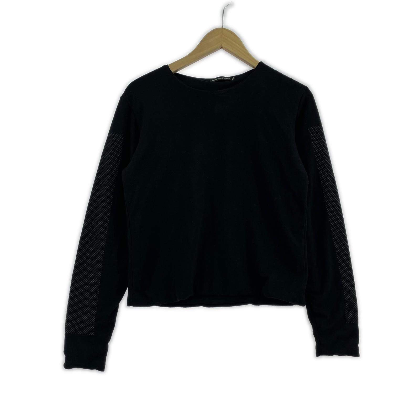 ニット L/Sデザインカットソー 二重構造(M)レーヨン混 BLK M ブラック
