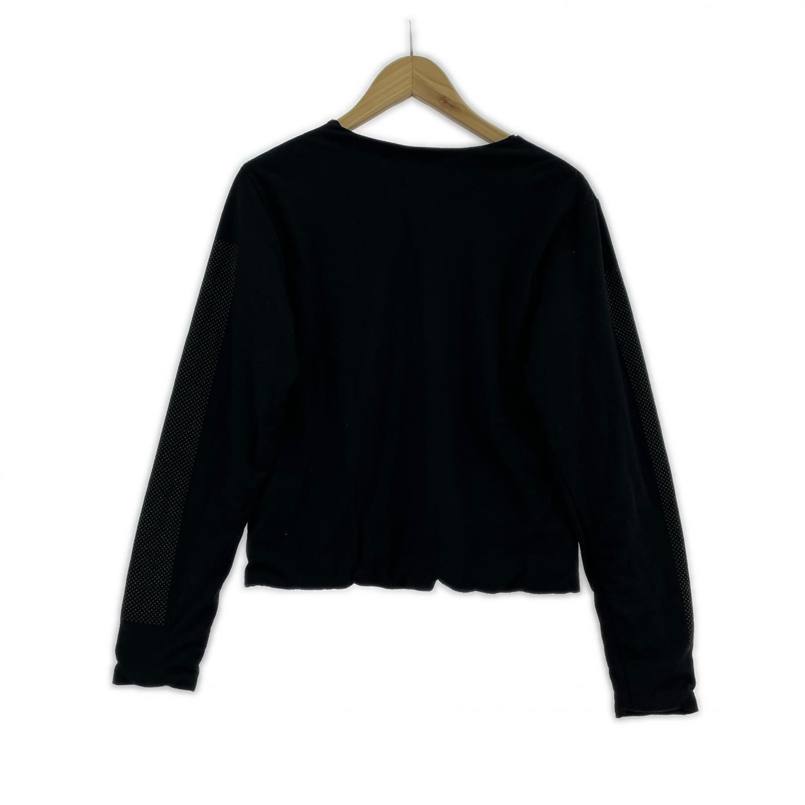 ニット L/Sデザインカットソー 二重構造(M)レーヨン混 BLK M ブラック