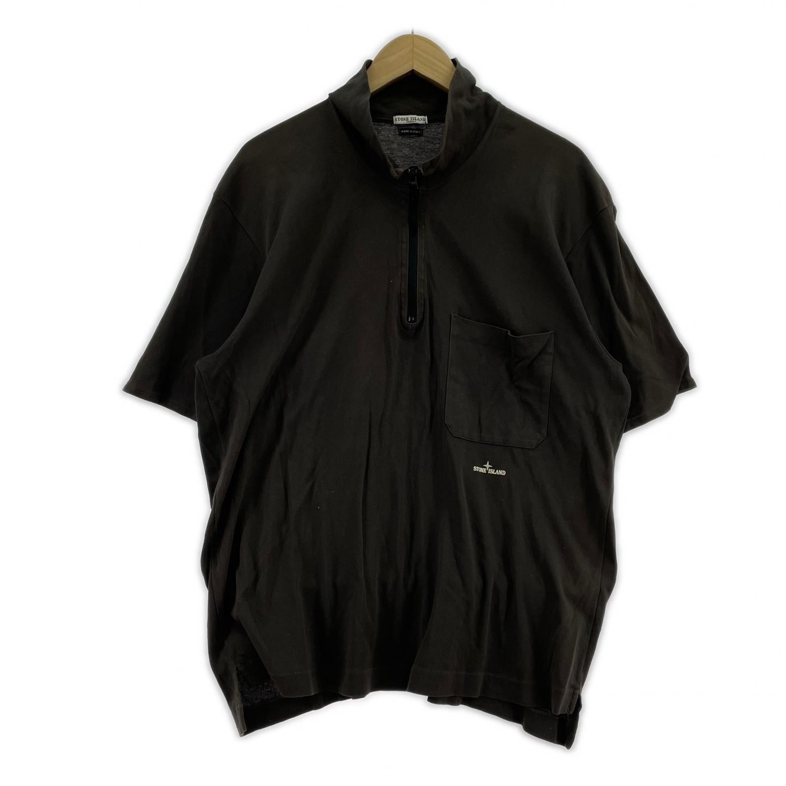 半袖Tシャツ 00s ハーフジップ デザインカットソー (L) L ブラウン