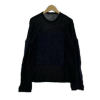 ニット ウール デザインケーブルニットセーター (L)NVY L