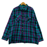 長袖シャツ VAN HEUSEN ウールチェックシャツ XL グリーン グリーン