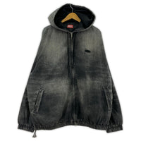 ジャケット DIESEL Hooded jacket in marbled coated denim M ブラック M ブラック