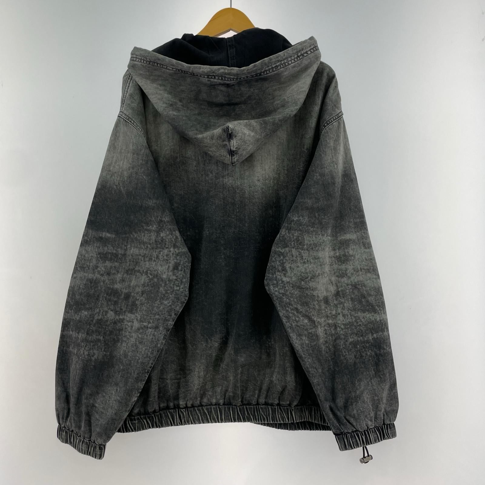 ジャケット DIESEL Hooded jacket in marbled coated denim M ブラック M ブラック