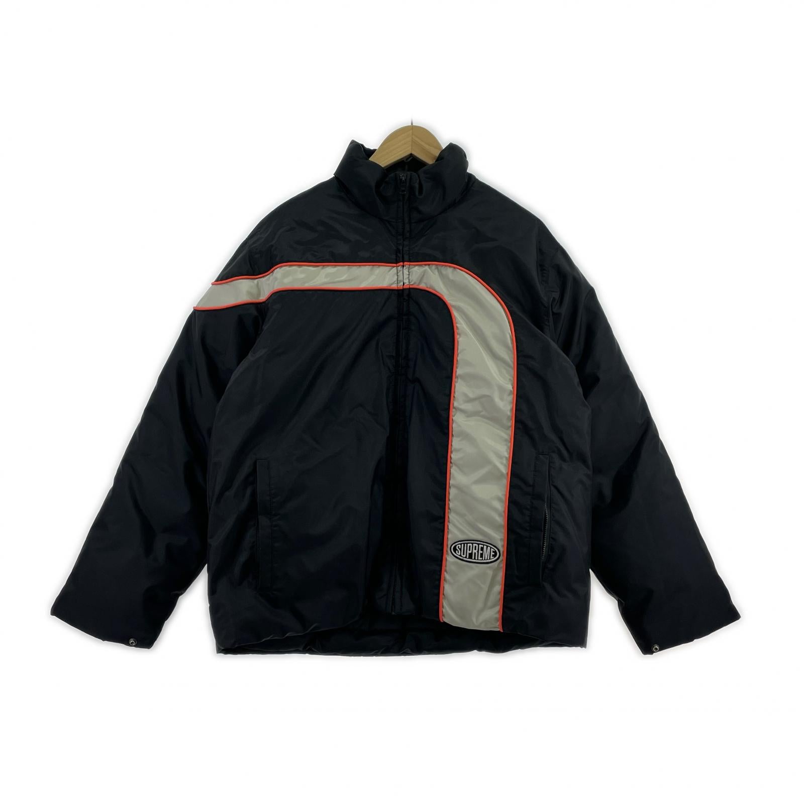 ダウンジャケット Stripe puffer Jacket BLK S S ネイビー