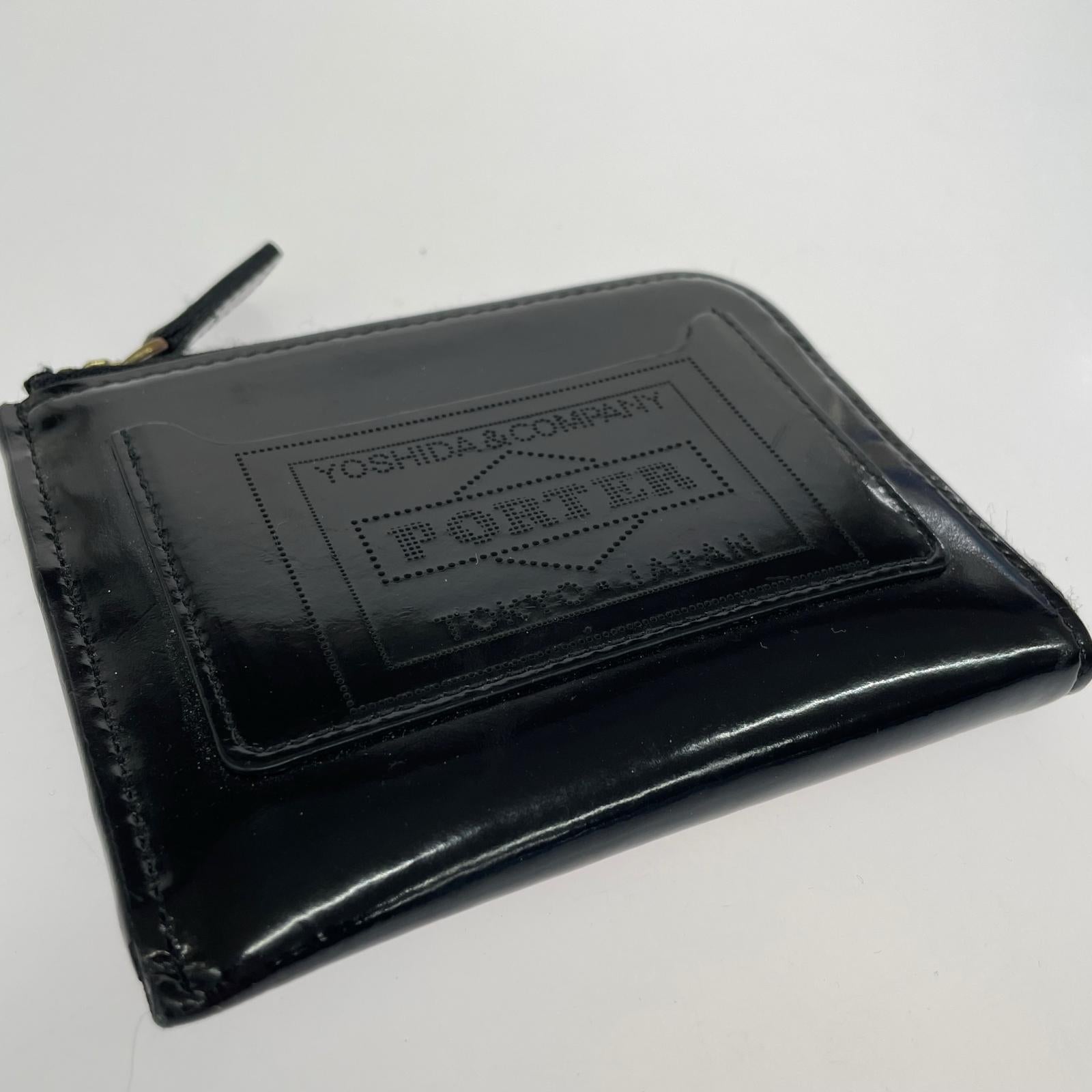 コンパクトウォレット GLASS LEATHER WALLET ブラック