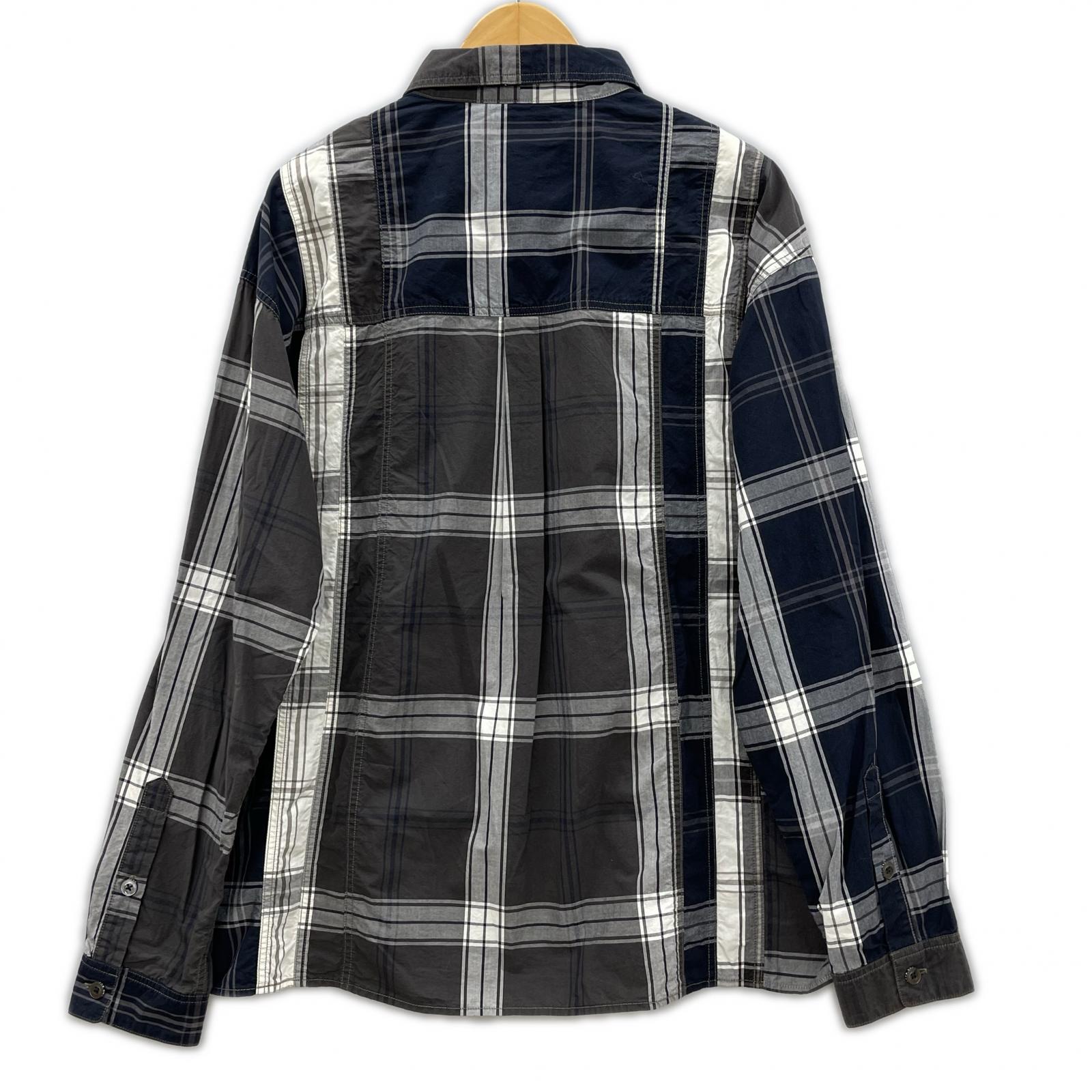 長袖シャツ ROUGH and RUGGED チェックシャツ グレー (3) ブラック