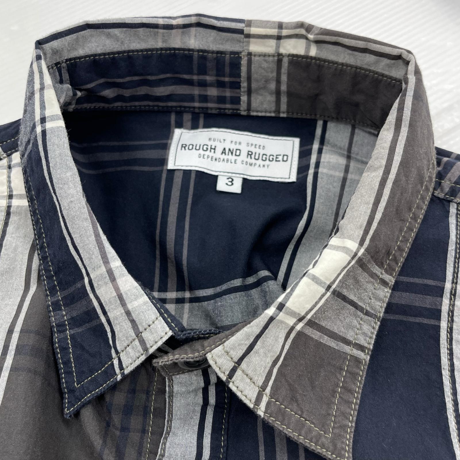 長袖シャツ ROUGH and RUGGED チェックシャツ グレー (3) ブラック
