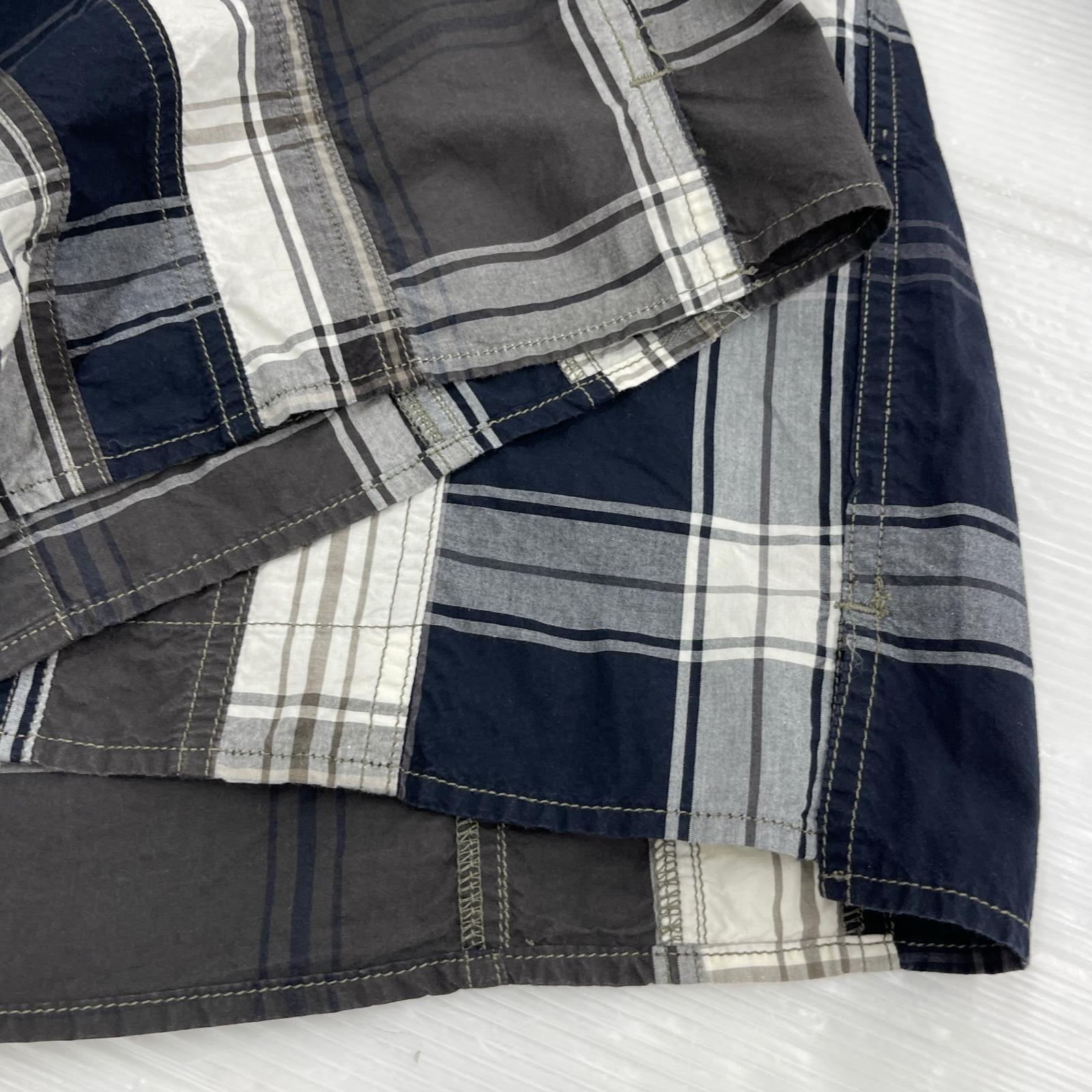 長袖シャツ ROUGH and RUGGED チェックシャツ グレー (3) ブラック