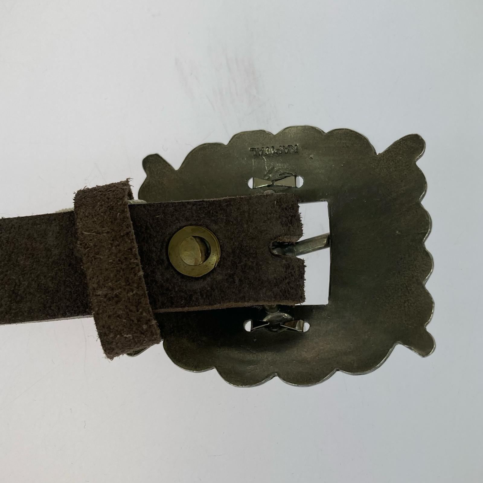 その他アクセサリー KAPITAL Suede Pueblo disco Buckle Belt レザーベルト 茶 ブラウン