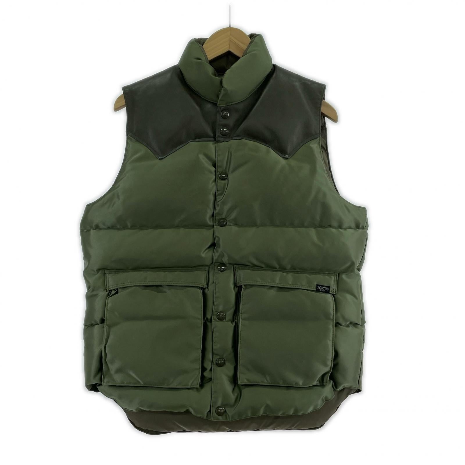 ダウンベスト Rocky Mountain FeatherBed×PORTER×BEAMS トリプルネーム ダウンベスト オリーブ 38