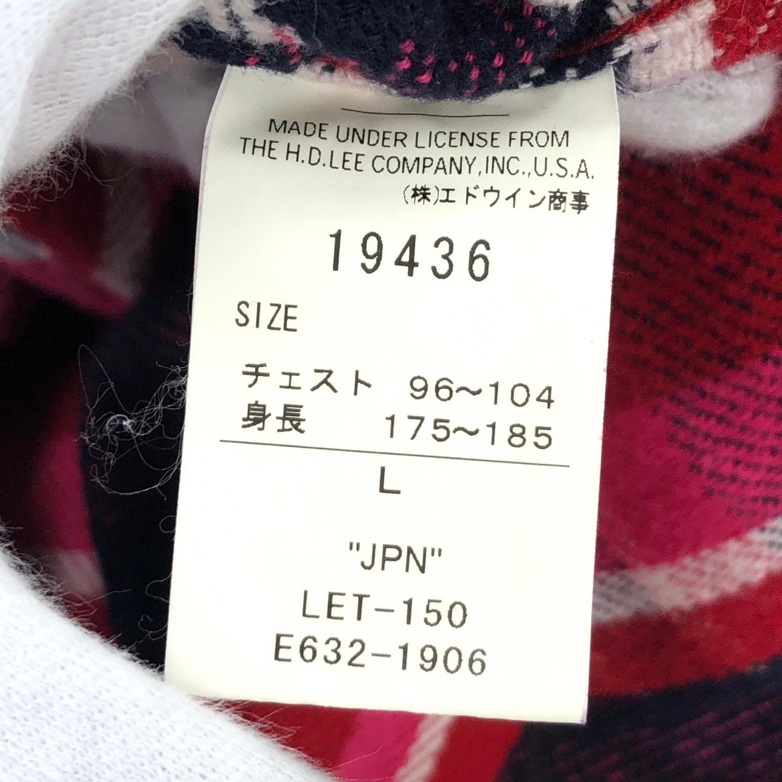 長袖シャツ Lee ヘビネル チェックシャツ 赤 L