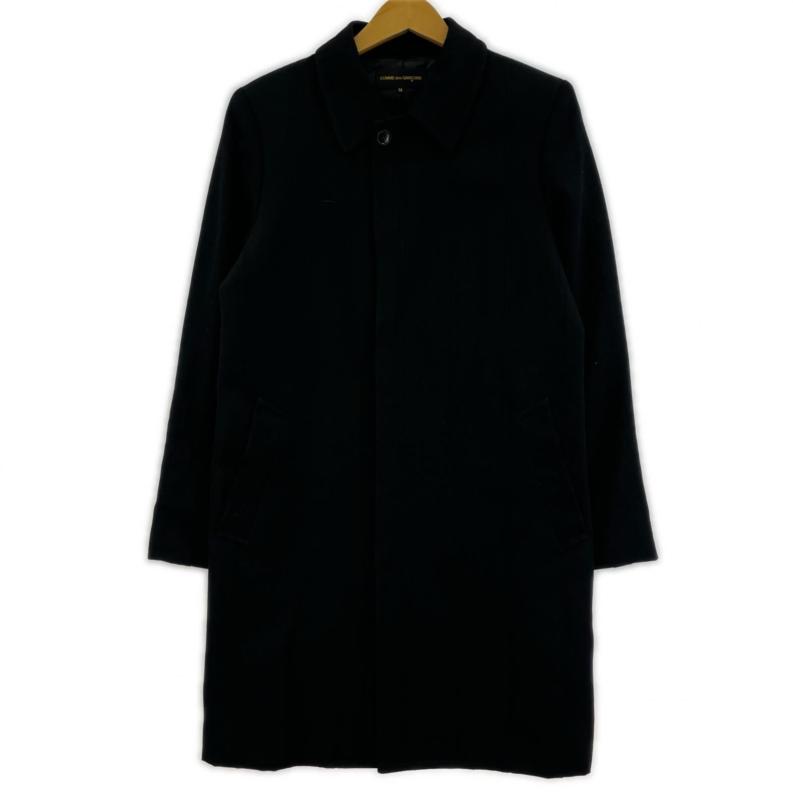 ジャケット COMME des GARCONS 本ライン ウールステンカラーコート M ブラック M ブラック