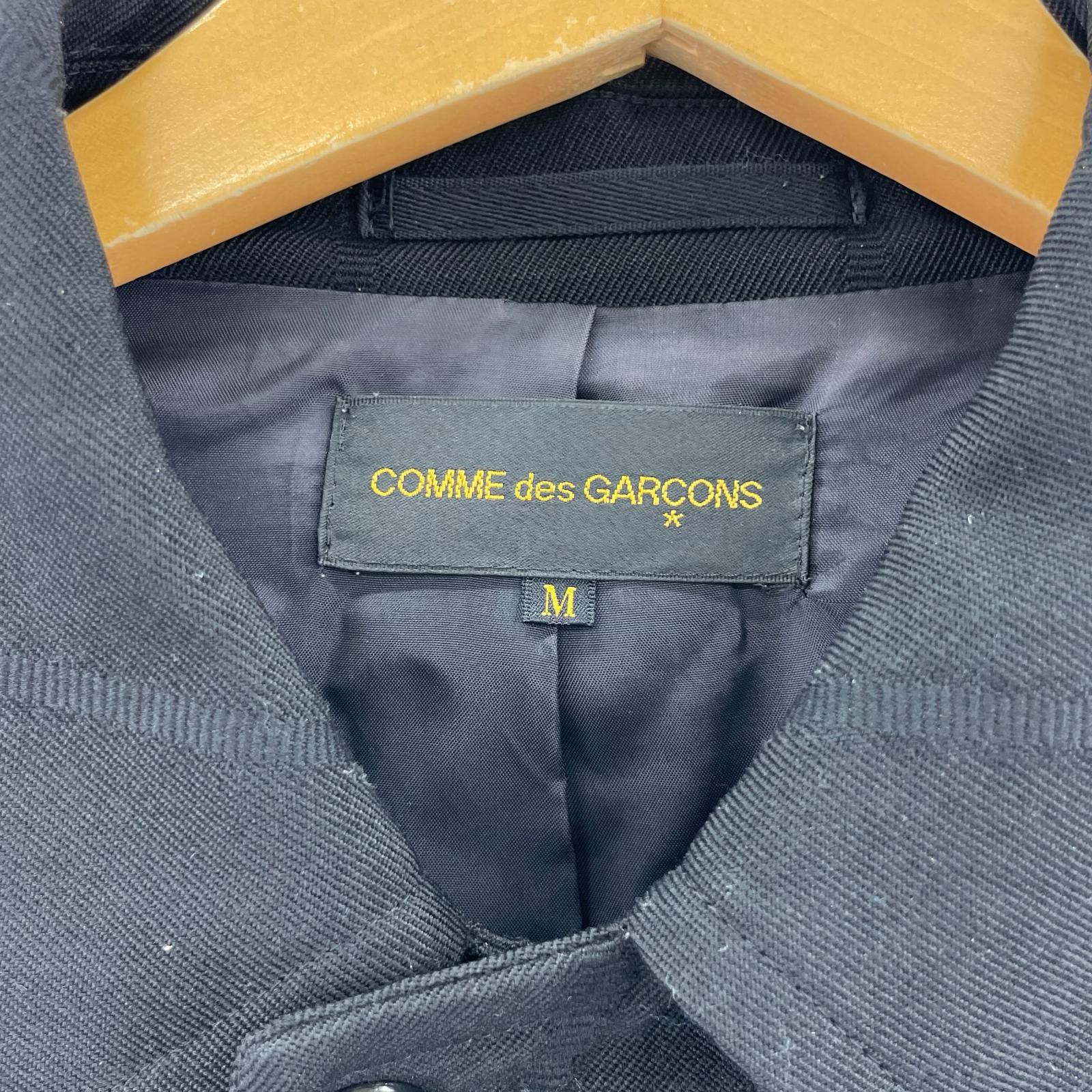 ジャケット COMME des GARCONS 本ライン ウールステンカラーコート M ブラック M ブラック