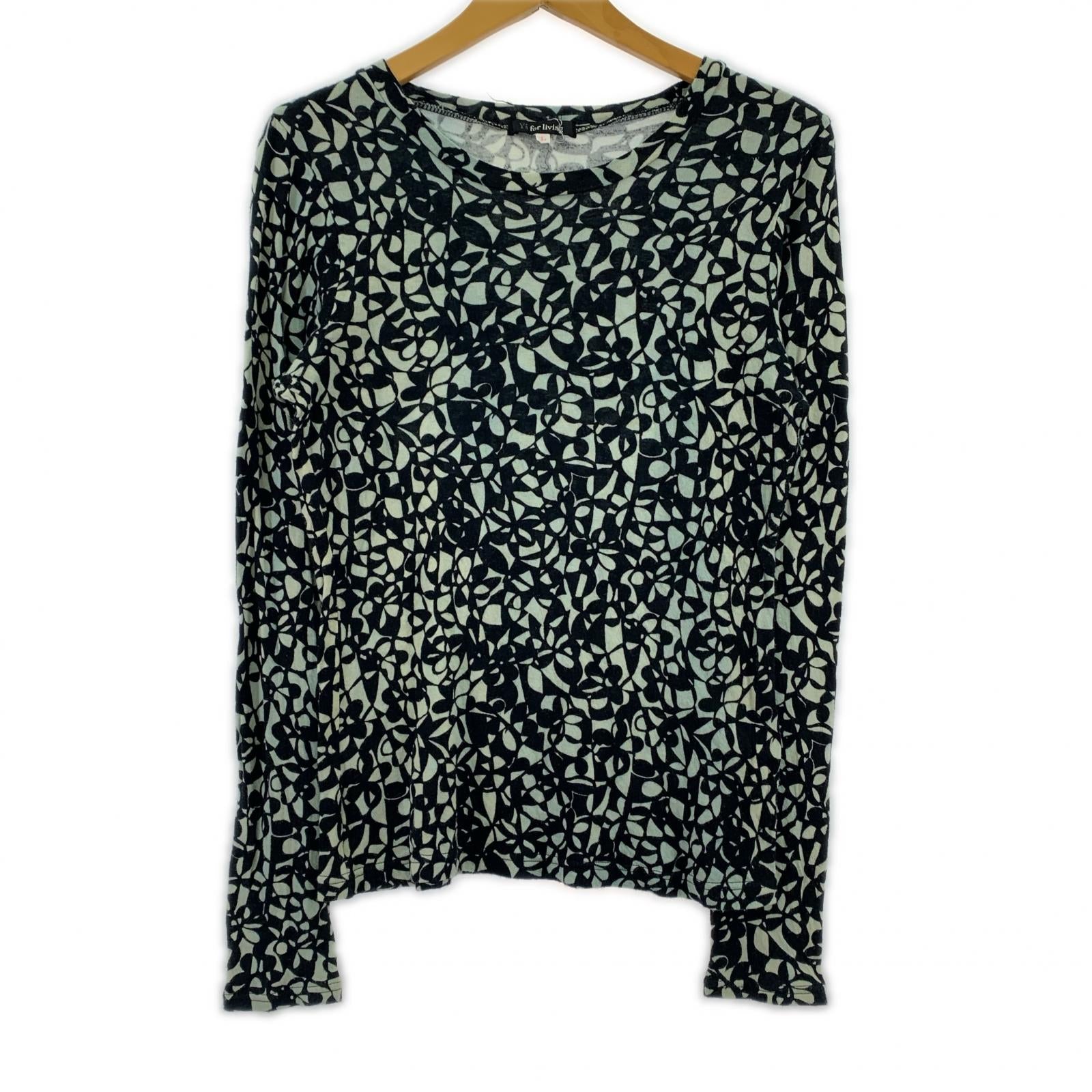 長袖Tシャツ 総柄 L ブラック