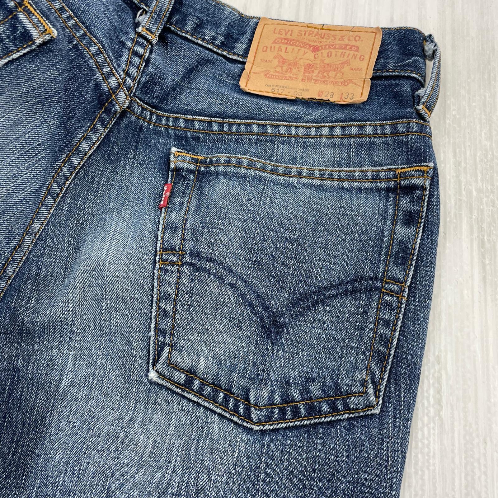 デニムパンツ 00s 日本製 517-03 ブーツカットデニムパンツ J09刻印 28 ネイビー