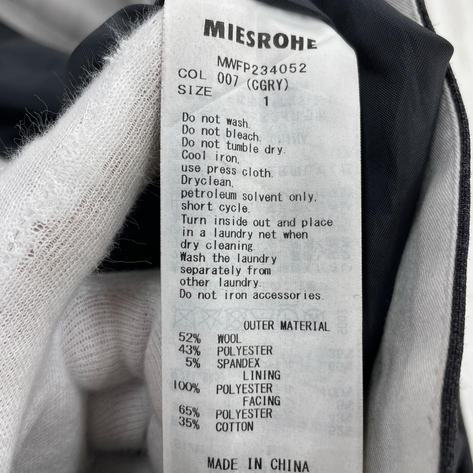 パンツ MIESROHE タックパンツ 1 グレー グレー