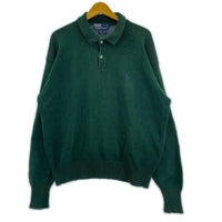 ニット コットンニットL/Sポロ XL GRN