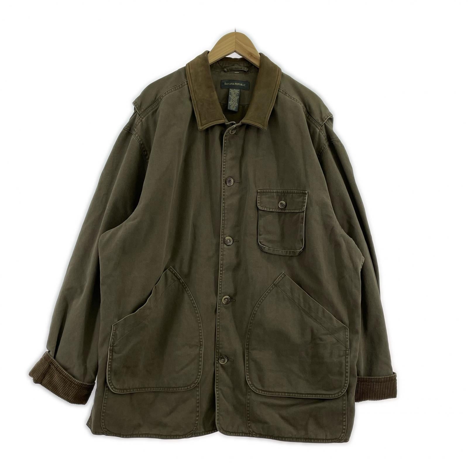 ジャケット 90s 襟レザー ハンティングジャケット 茶 L L ブラウン