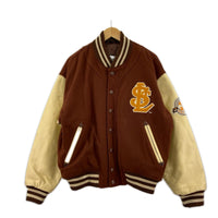ジャケット 90s頃 ウール/レザー切替スタジャン BRW×BEG M ブラウン
