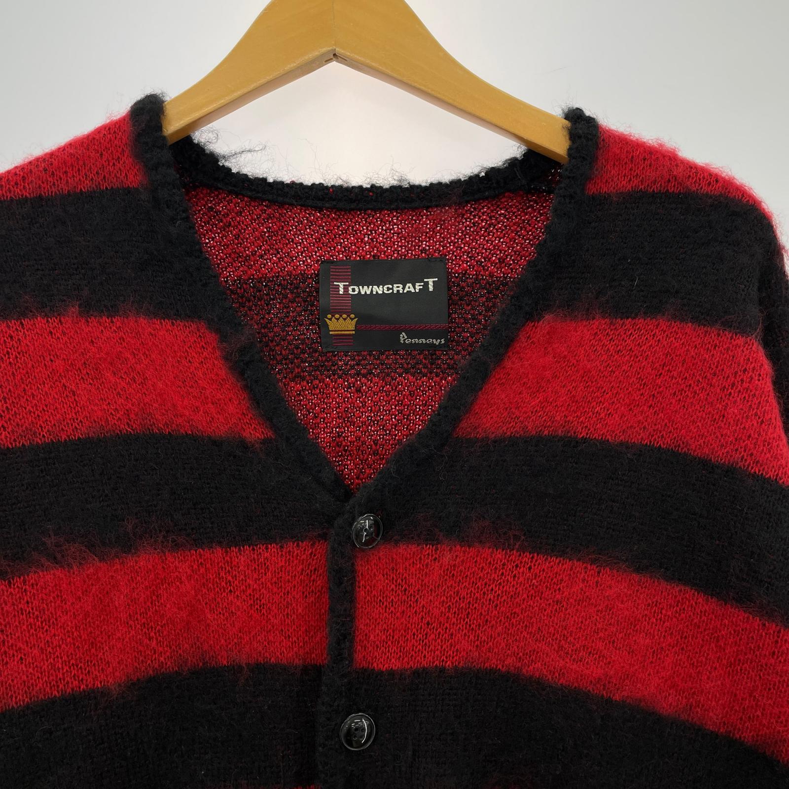 ニット Penneys シャギーニットカーディガン RED×BLK M