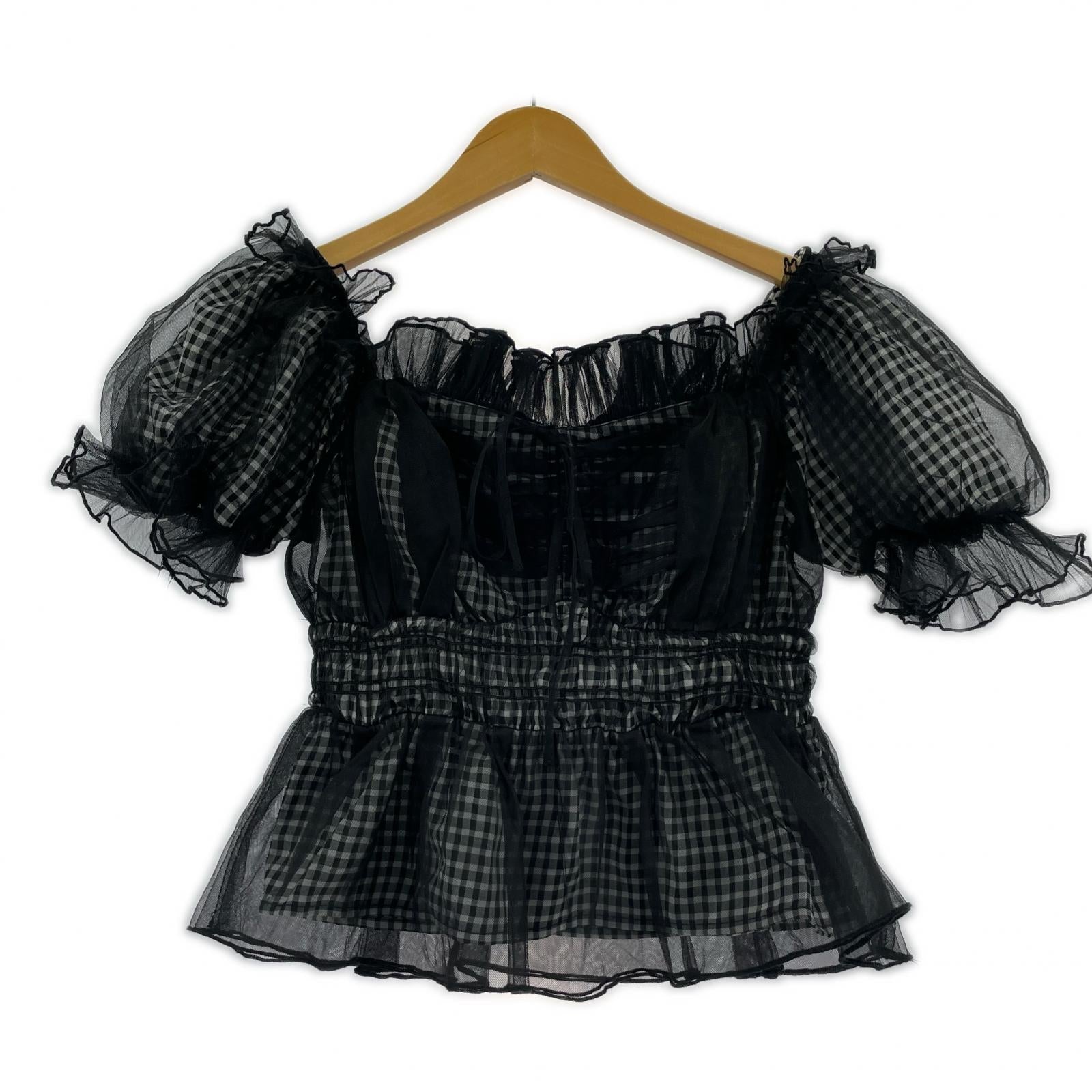 その他トップス ギャザーフリルオフショルブラウス ONE BLK ブラック