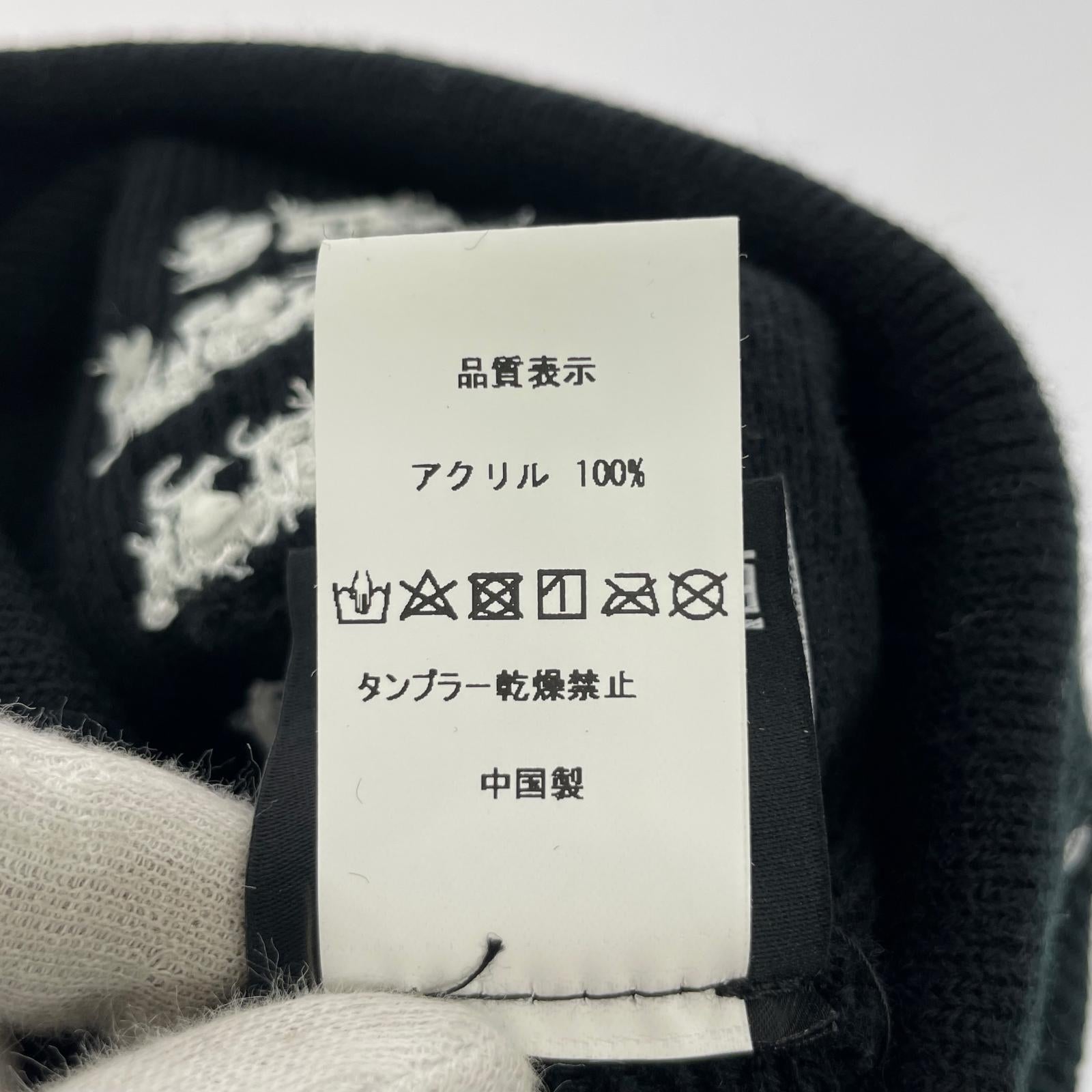 ニットキャップ ロゴ刺繍ビーニー 黒 ブラック