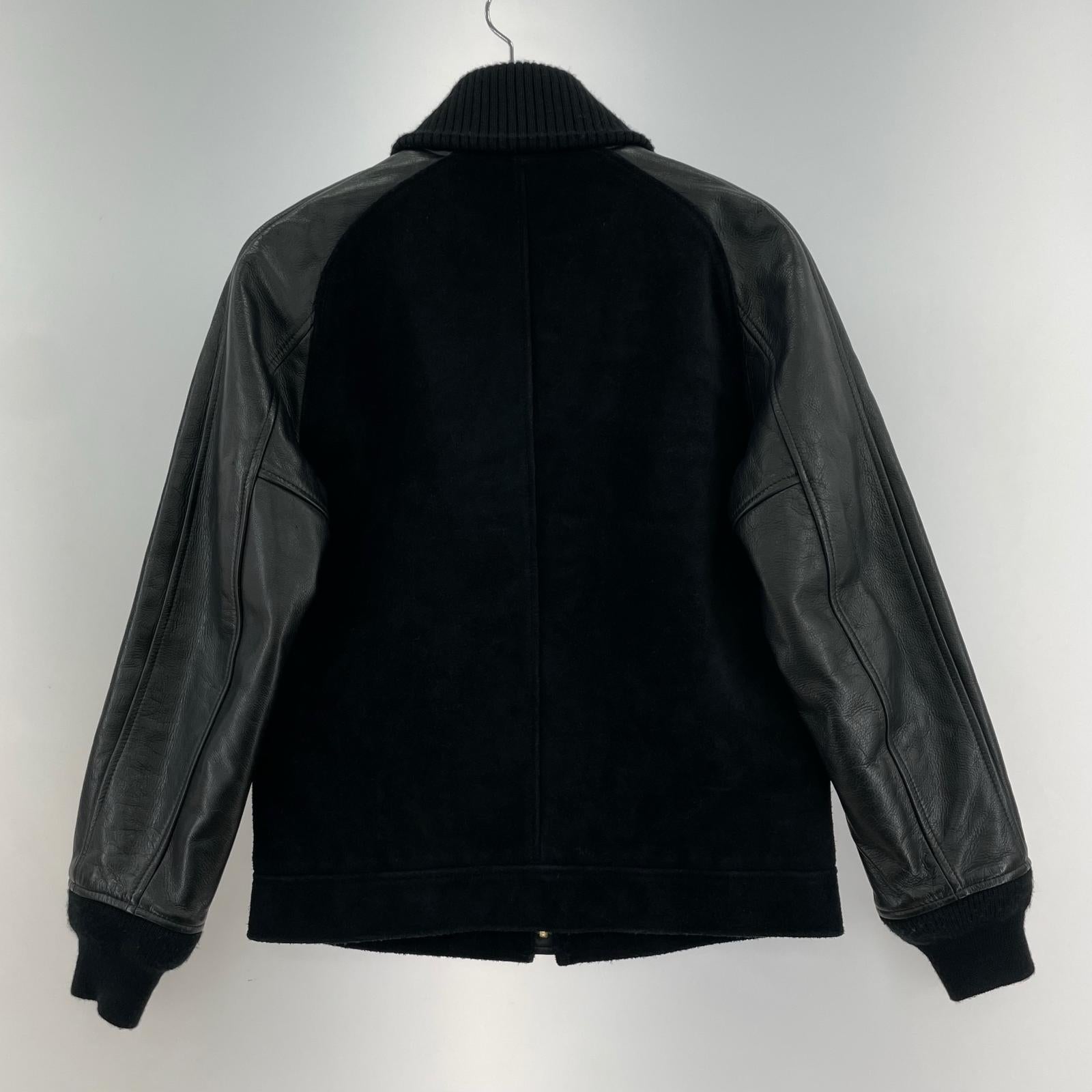 レザージャケット STEER ROUGHOUT & STEER OIL RIB JACKET 36 36 ブラック