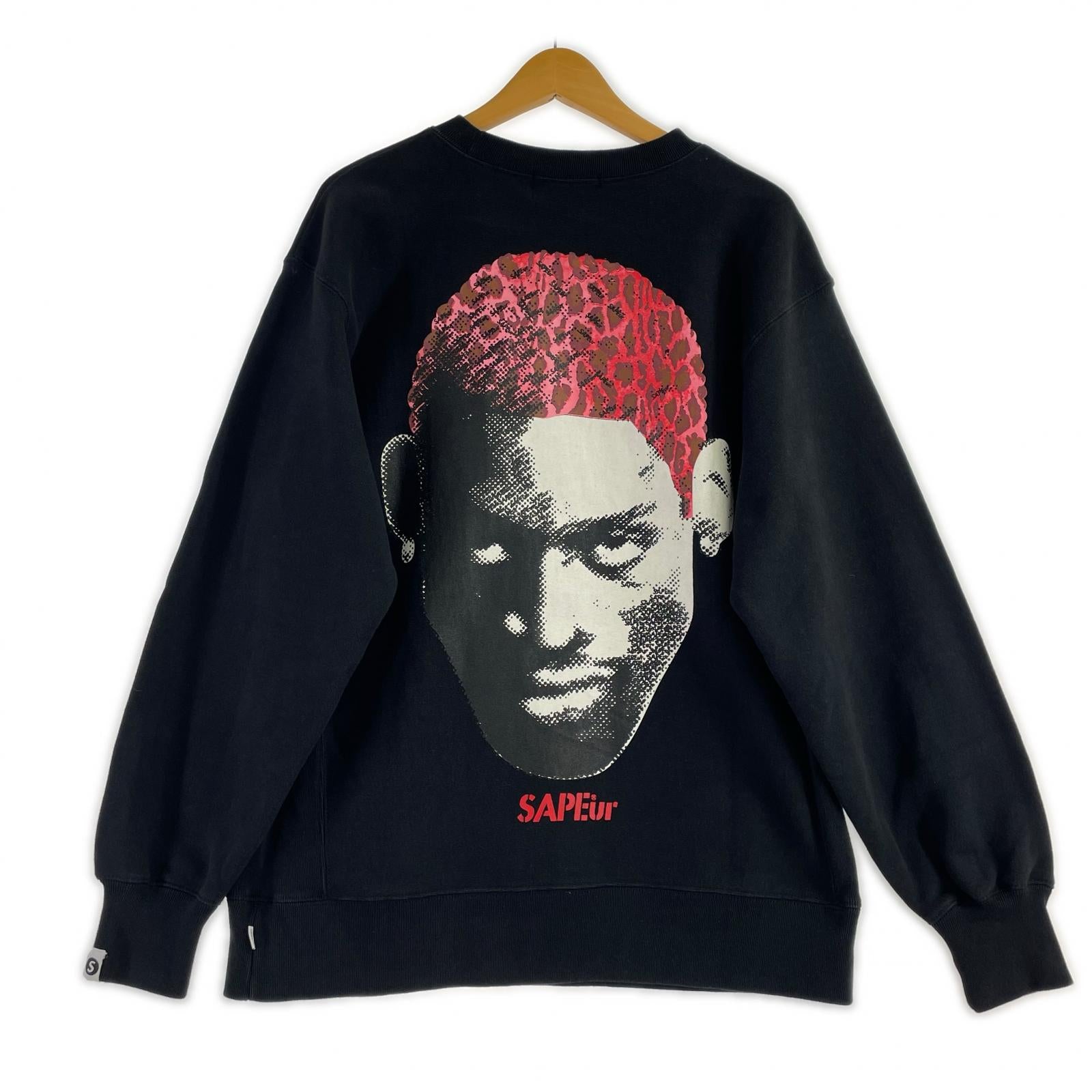 スウェット SAPEur RED LEOPARD HEAD CREWNECK SWEAT M M ブラック