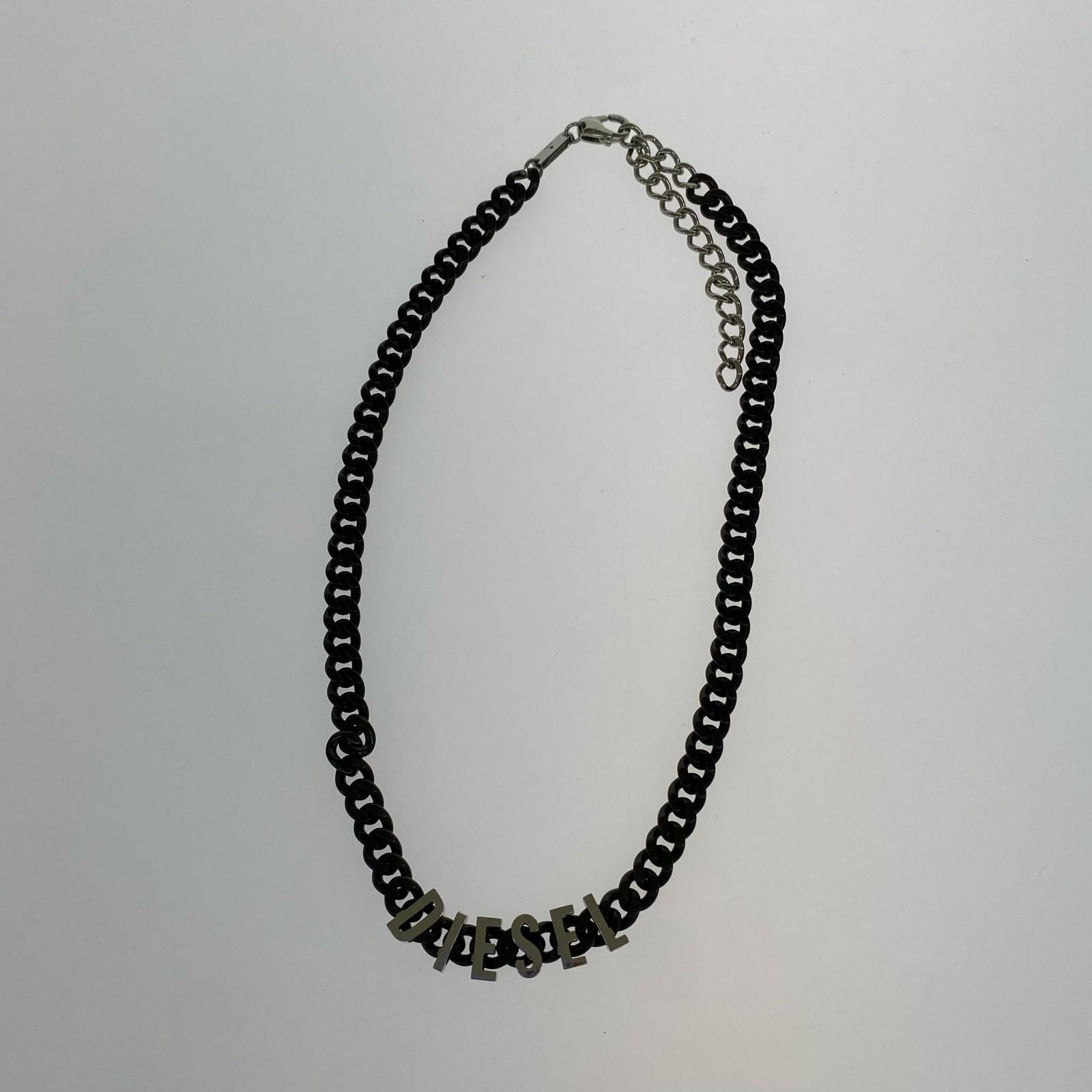 ネックレス ツートーン ロゴ スチールネックレス ブラック