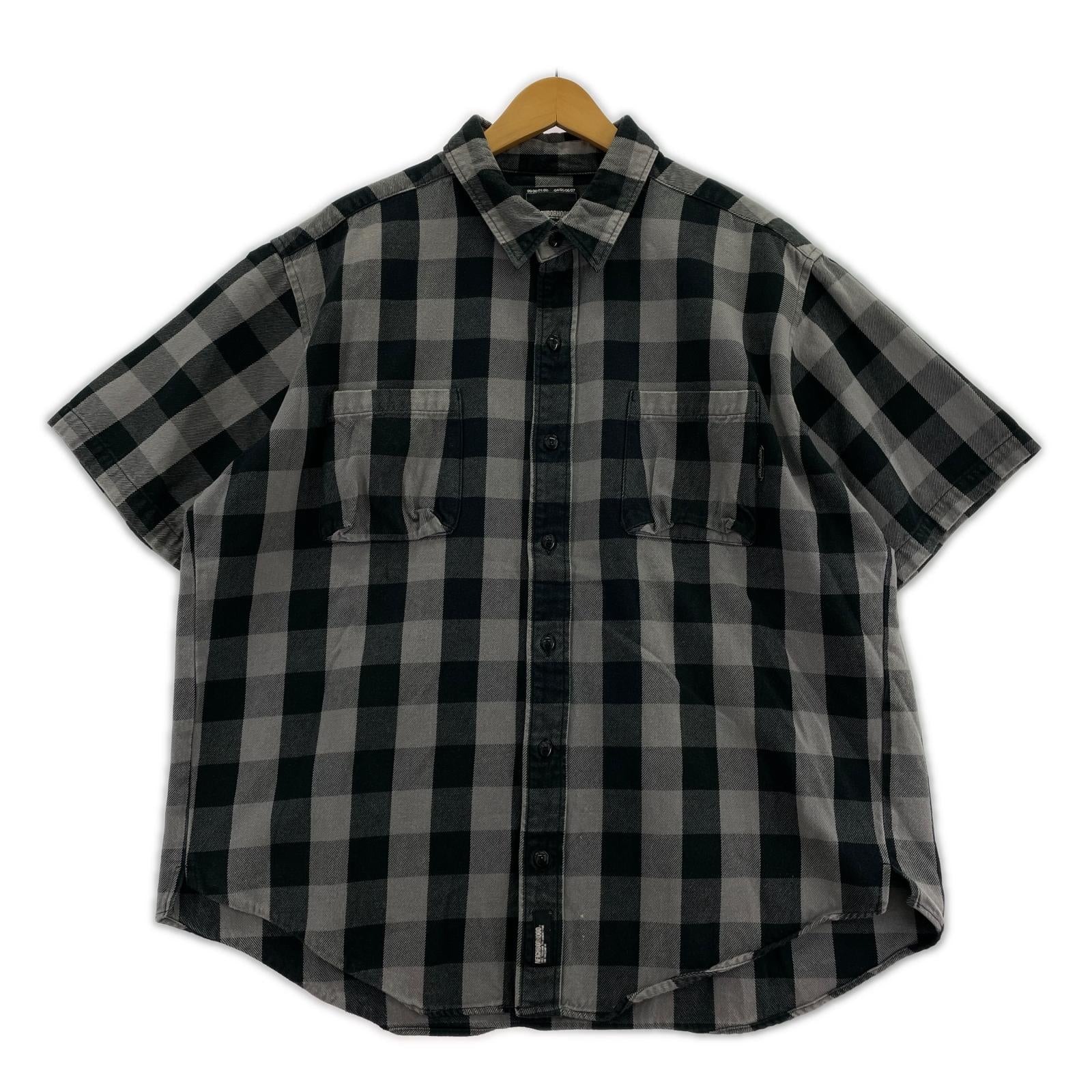 半袖シャツ NEIGHBORHOOD 03年 チェックシャツ DCNH-SH-07 黒グレー (M) M