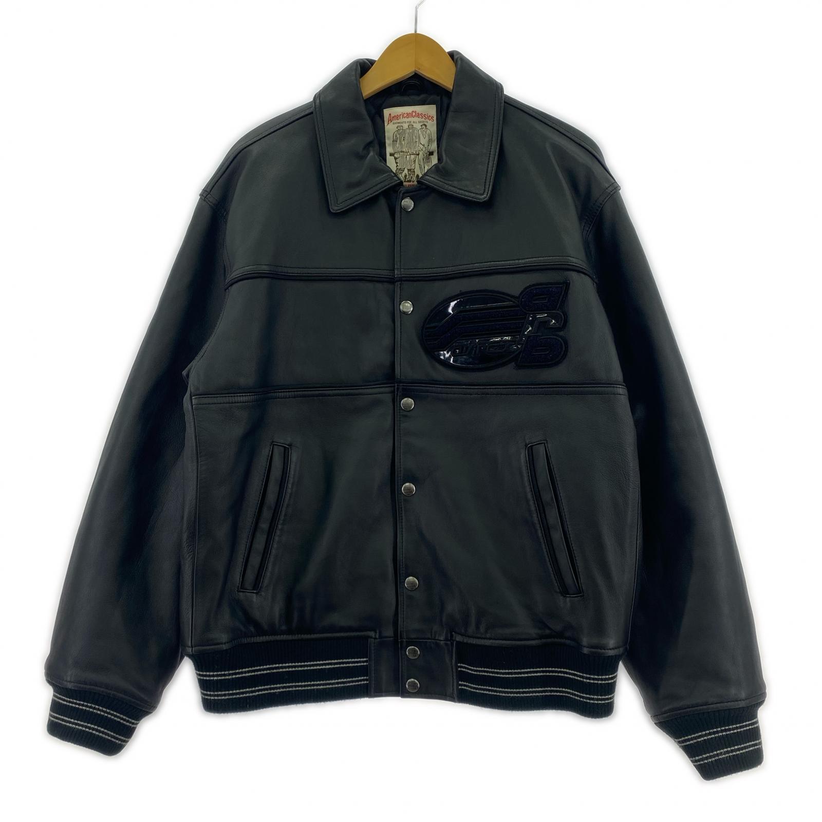 レザージャケット RECRORD BREAKERS VARSITY M ブラック