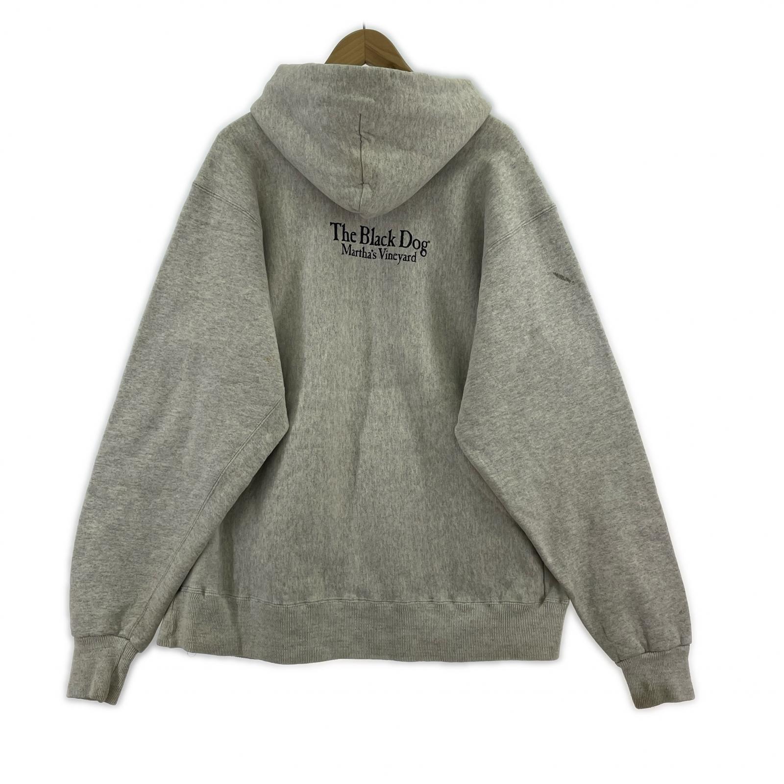パーカー 90s The Black Dog Print Hoodie XL グレー