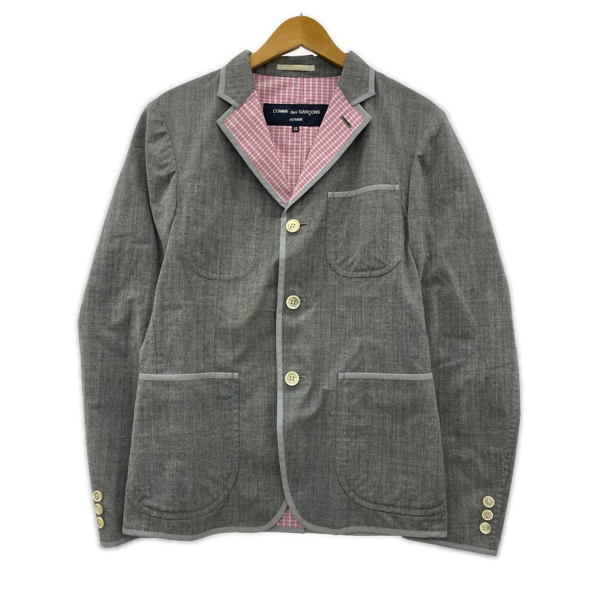 テーラードジャケット HOMME 裏地チェック SS SS グレー