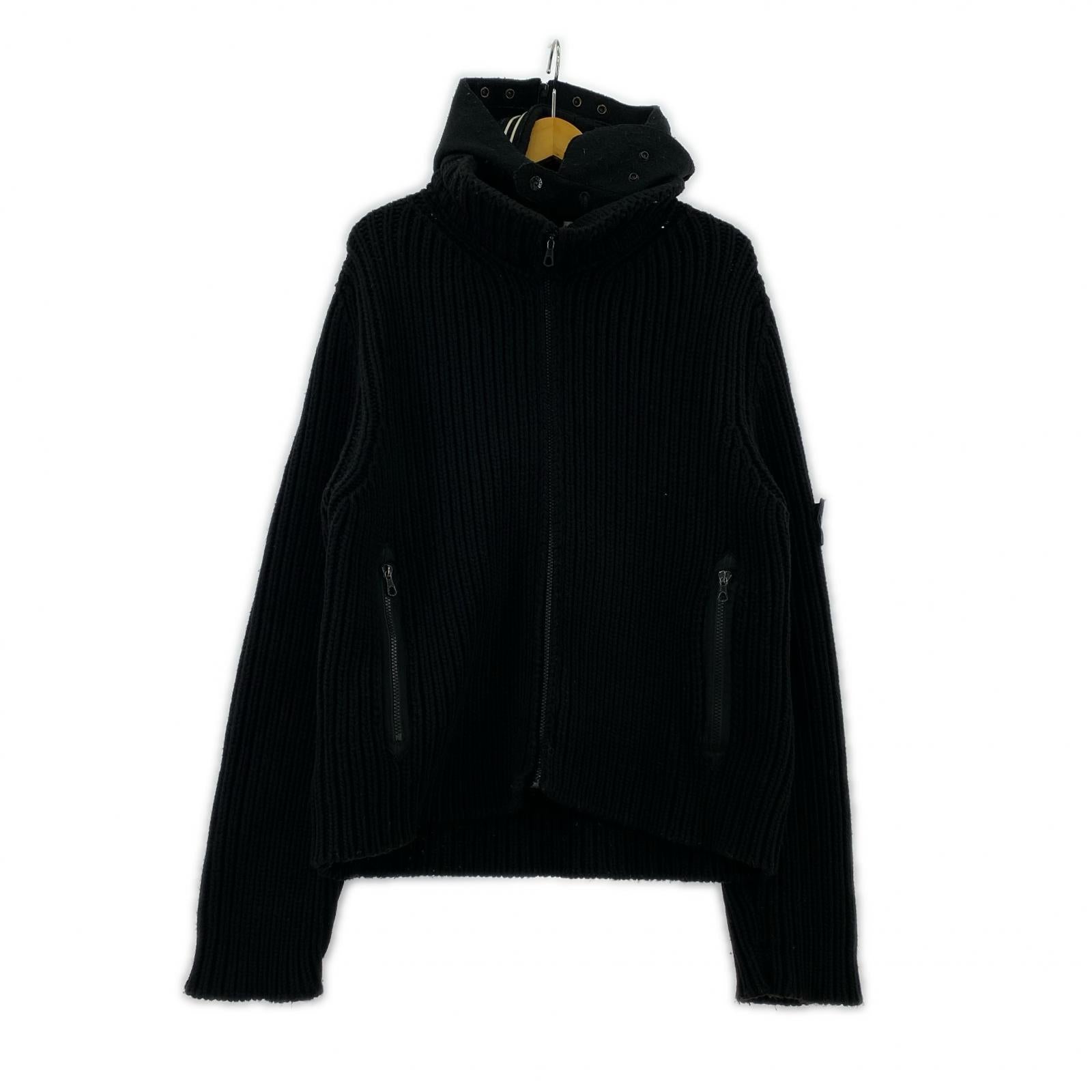 ジャケット 00s STONE ISLAND フード付ニットジャケット M ブラック M ブラック
