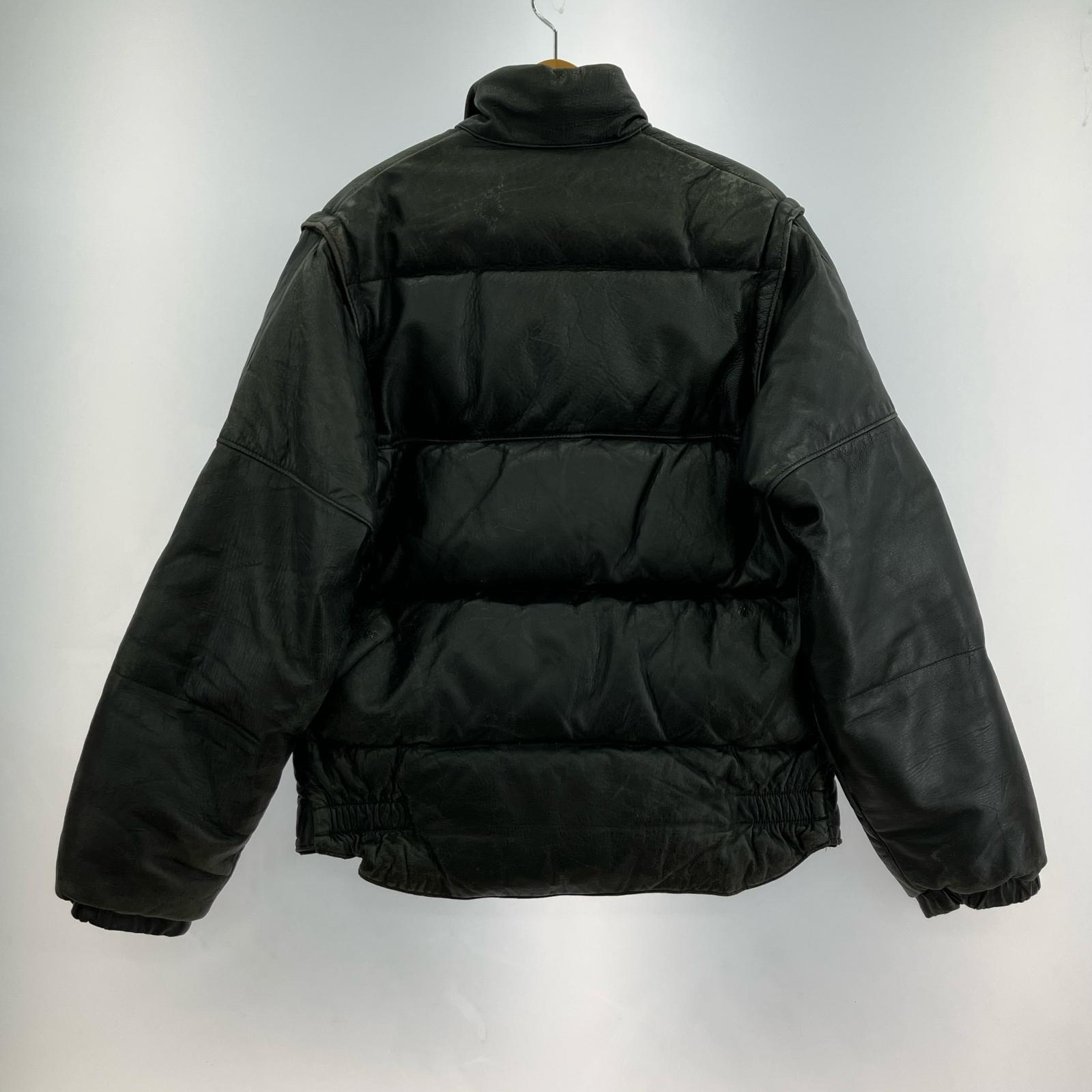 ダウンジャケット schott 80s USA製 レザーダウンジャケット 黒 (36) ブラック