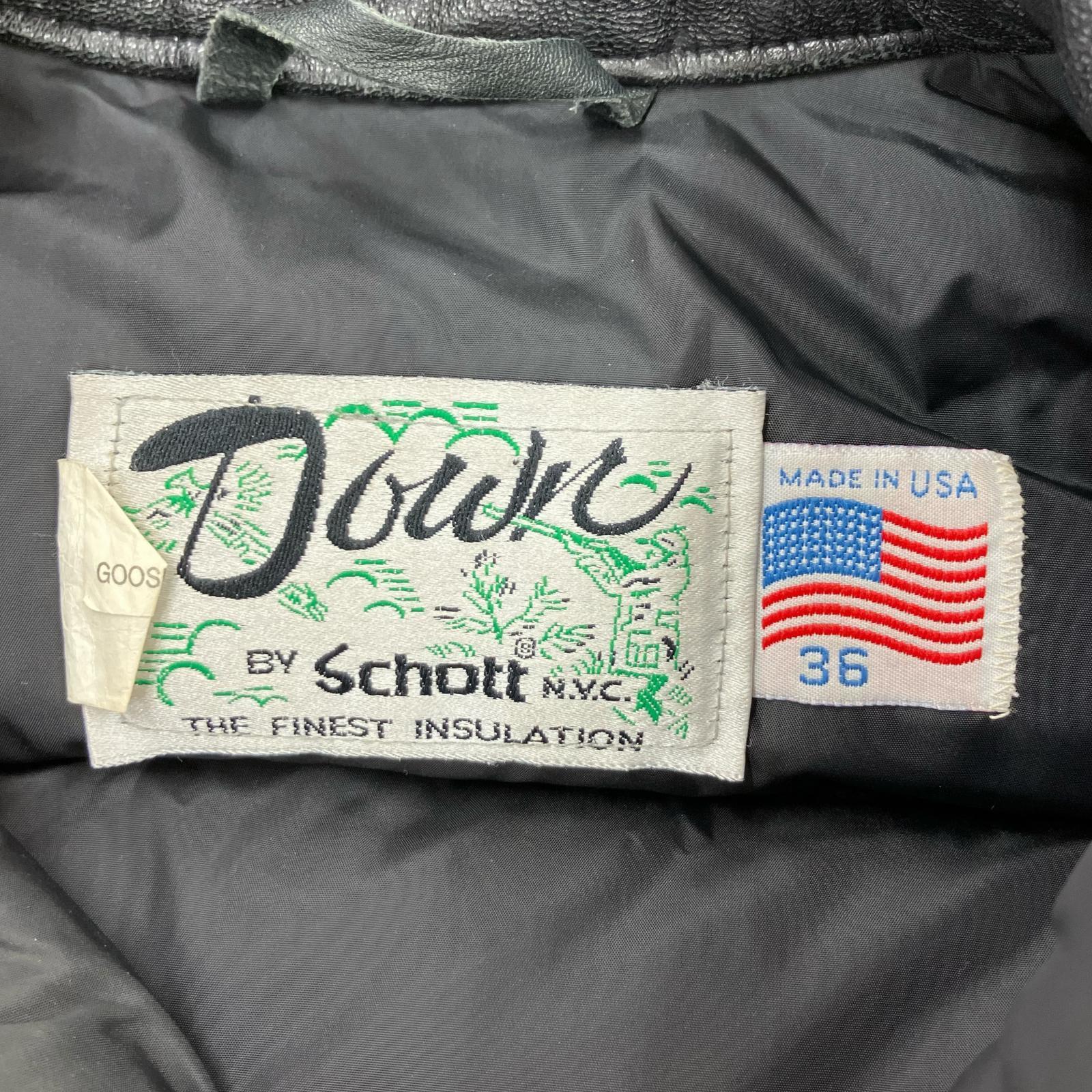 ダウンジャケット schott 80s USA製 レザーダウンジャケット 黒 (36) ブラック