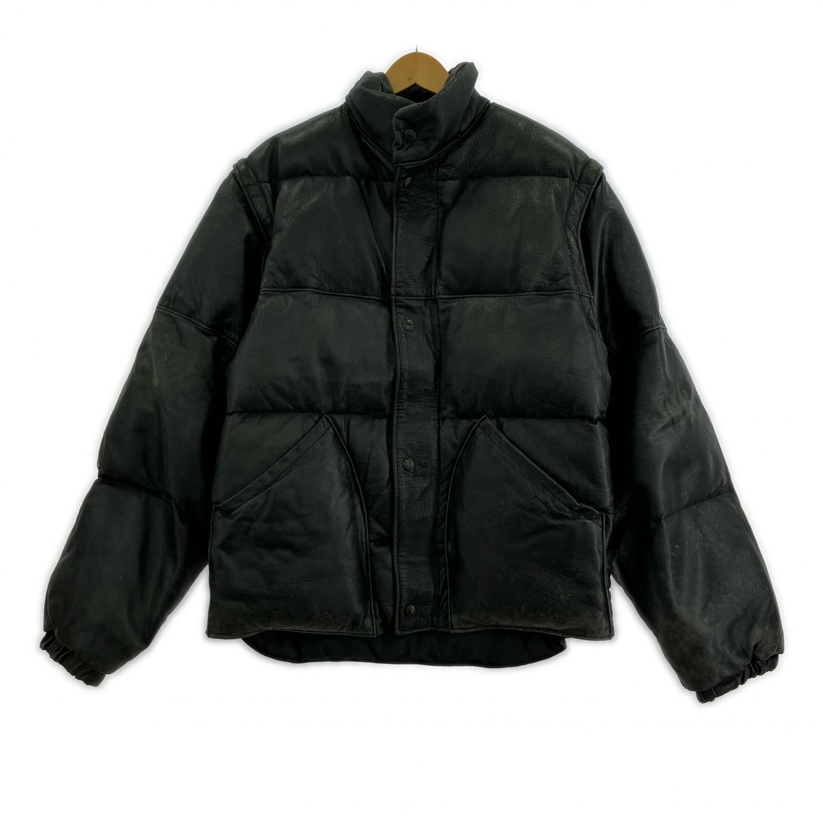 ダウンジャケット schott 80s USA製 レザーダウンジャケット 黒 (36) ブラック
