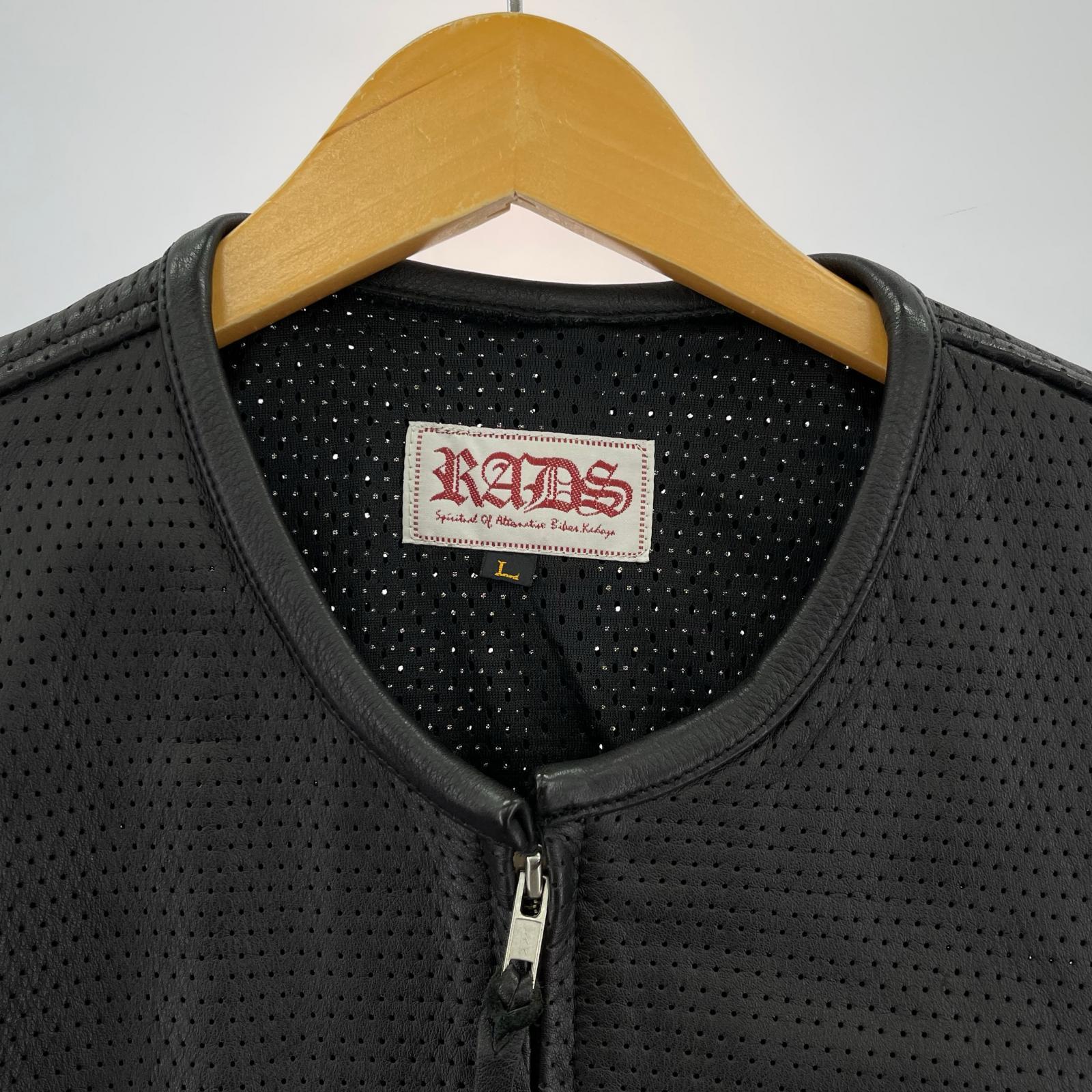 ジャケット .KADOYA パンチングレザー 半袖ジャケット 黒 (L) L ブラック