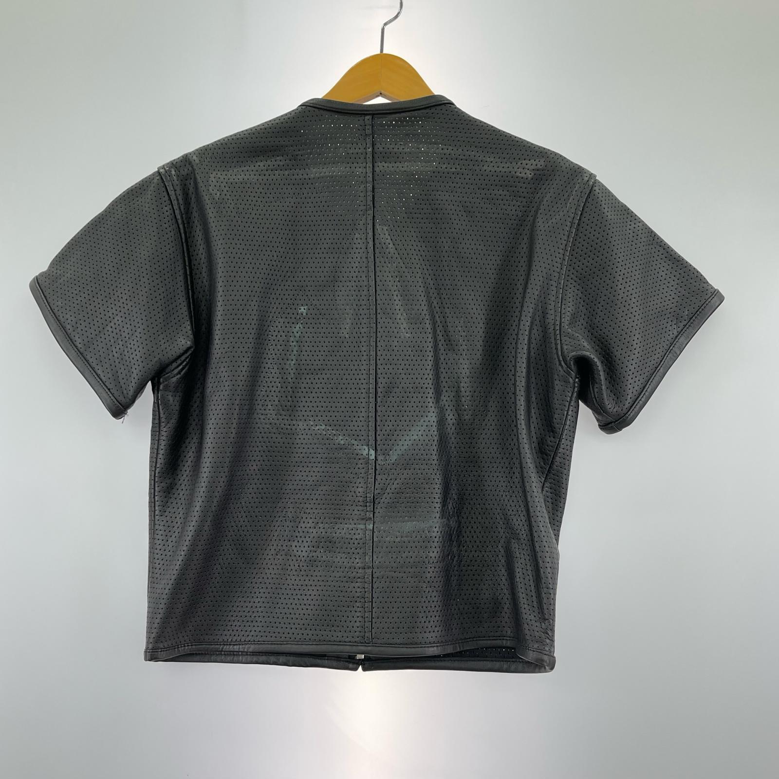 ジャケット .KADOYA パンチングレザー 半袖ジャケット 黒 (L) L ブラック