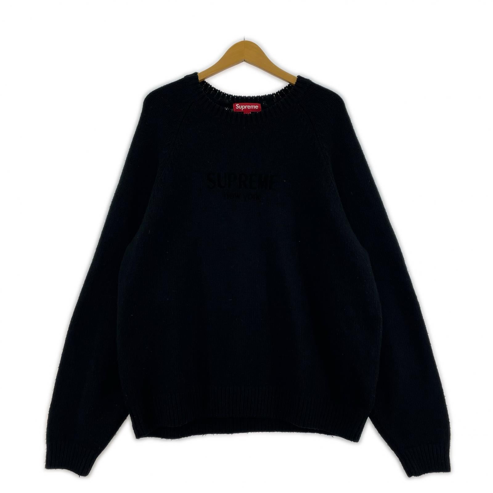 ニット 24aw FLOCKED LOGO SUWEATER 黒 L L ブラック