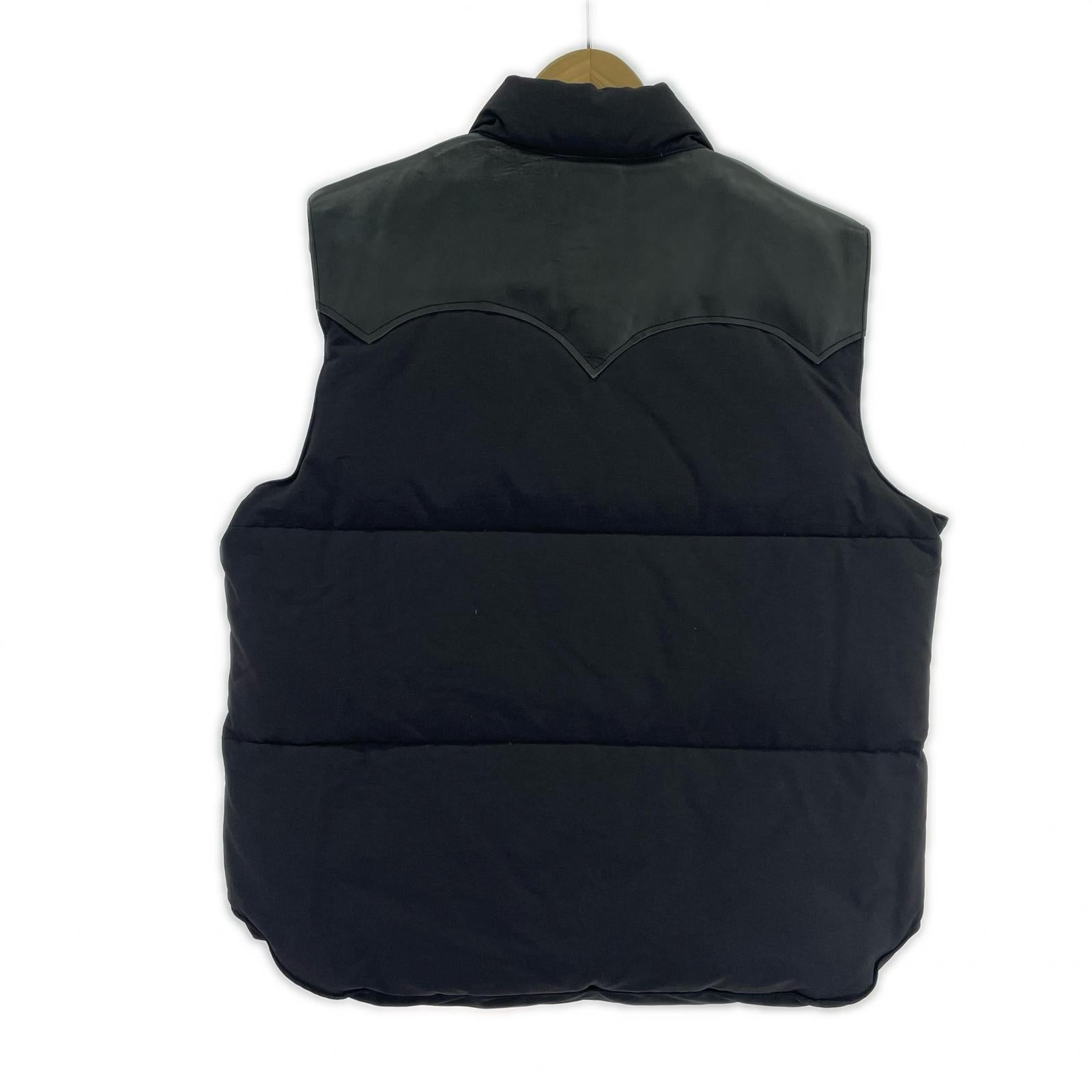 ダウンベスト N/C LEATHER YOKE DOWN VEST (L) 黒 L ブラック