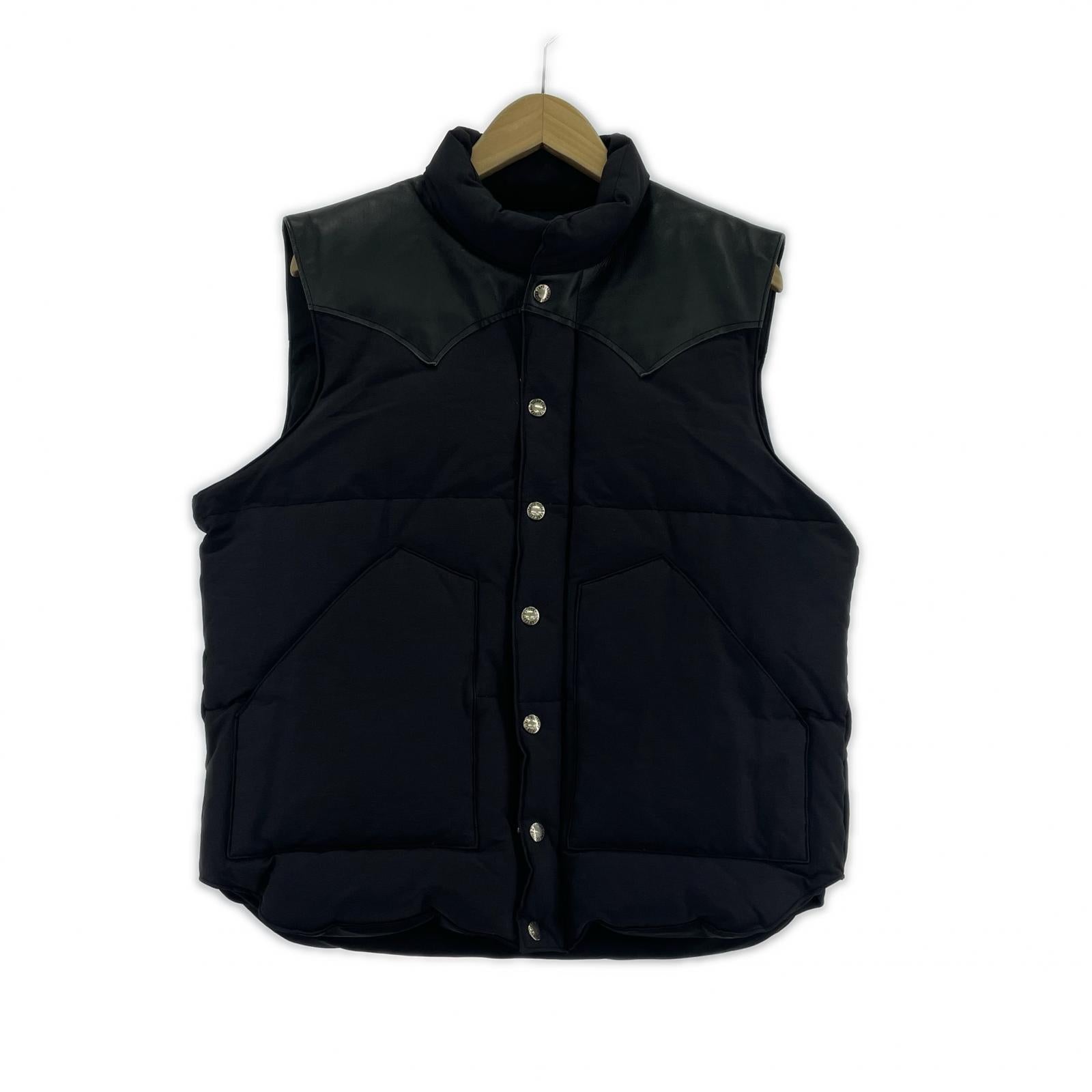 ダウンベスト N/C LEATHER YOKE DOWN VEST (L) 黒 L ブラック