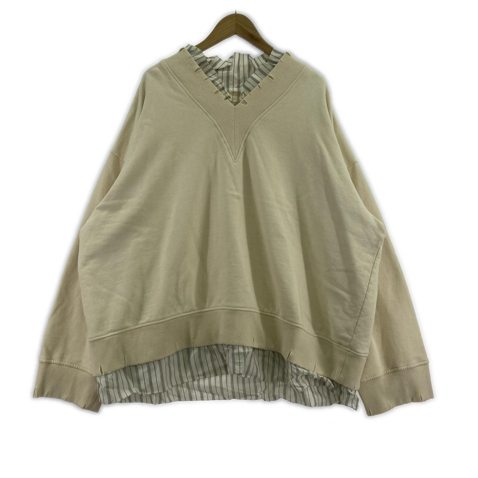 スウェット Vneck Lined Sweatshirt 21SS 46 ホワイト