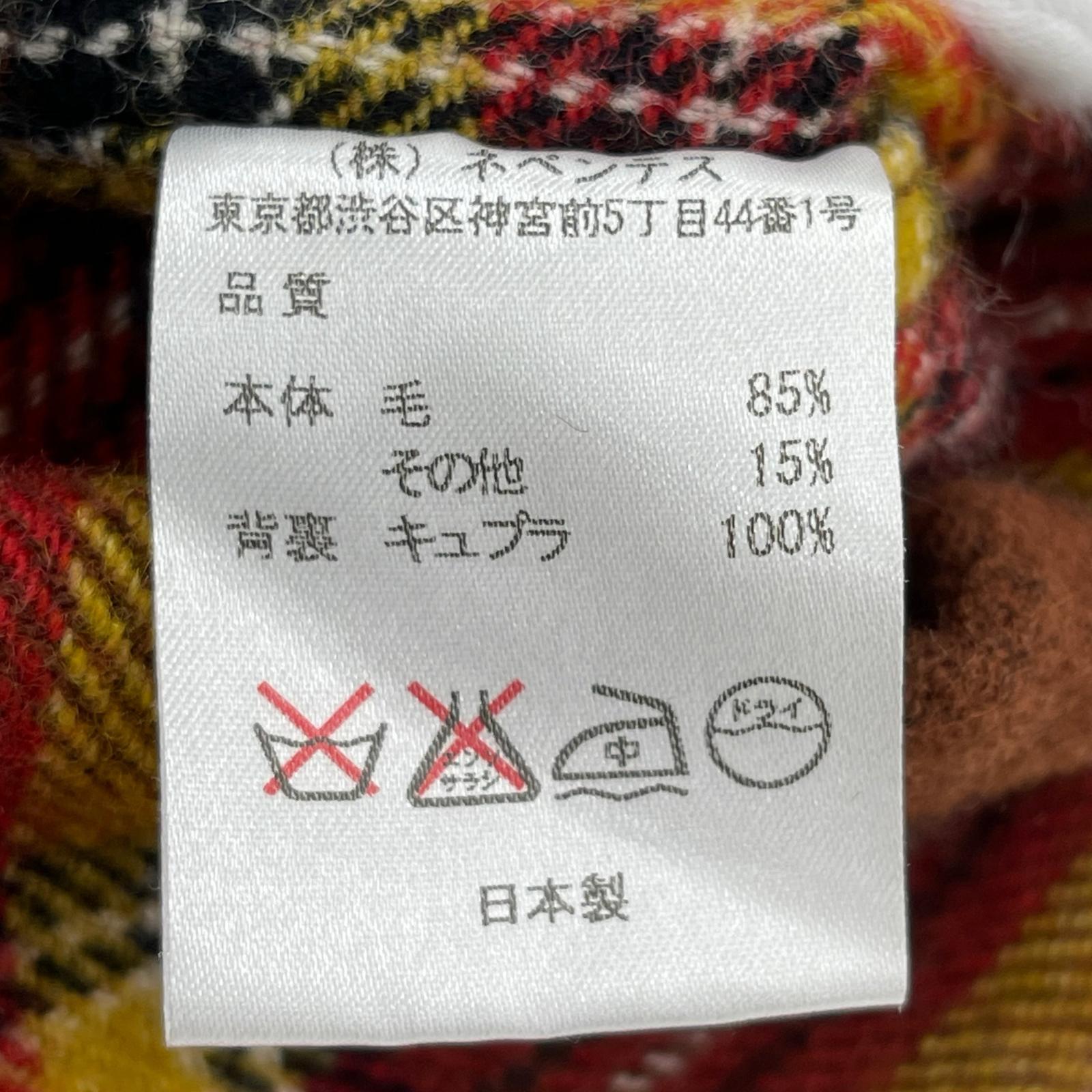 長袖シャツ Needles チェック柄 ウールシャツ イエローレッドブラウン S ブラウン