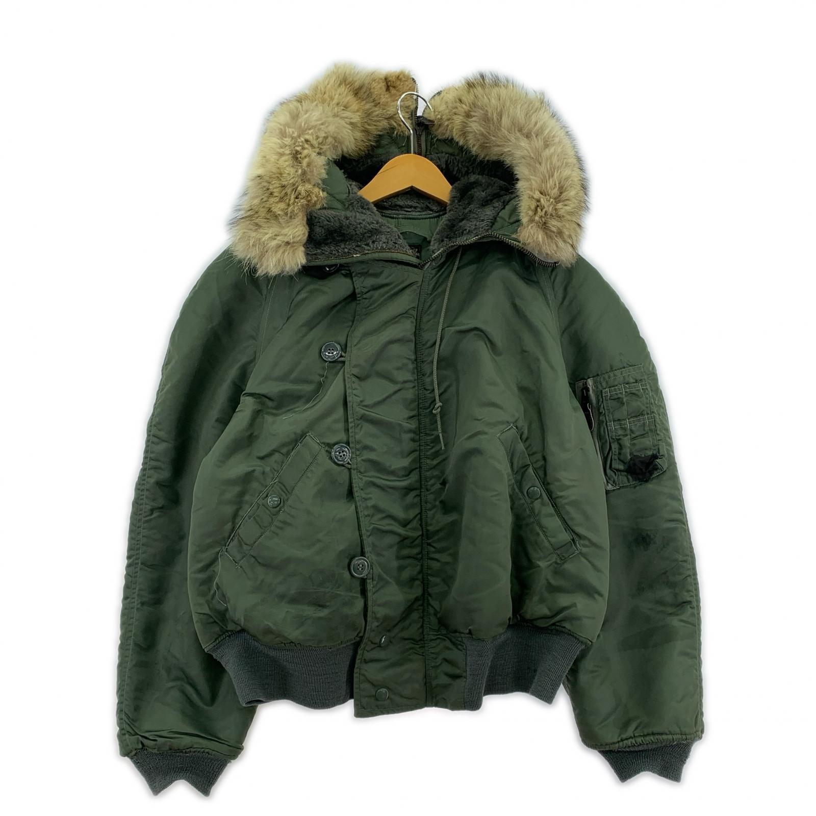 ジャケット 50-60s 黒タグ N-2B 米軍実物 フライトジャケット (L) L カーキ
