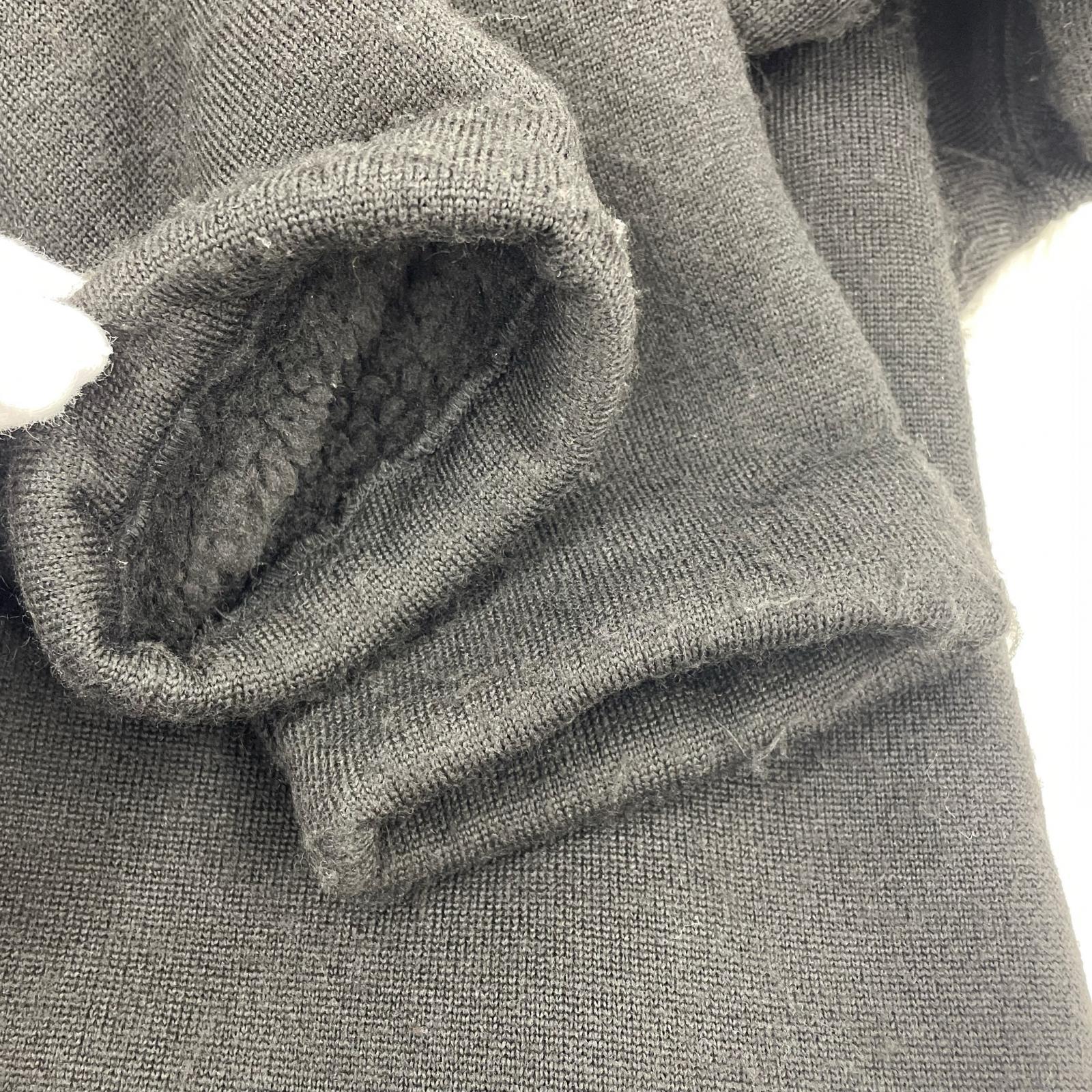 長袖Tシャツ 裏ボア ヘンリーネック 黒 (44) ブラック