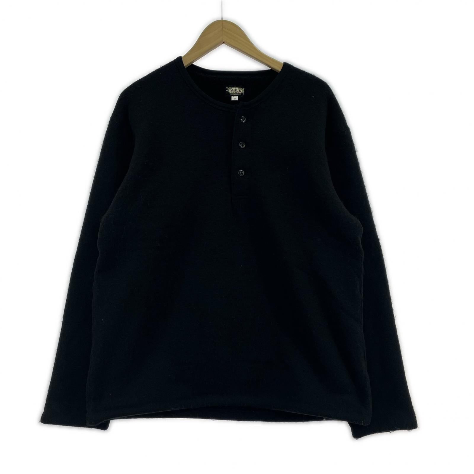 長袖Tシャツ 裏ボア ヘンリーネック 黒 (44) ブラック
