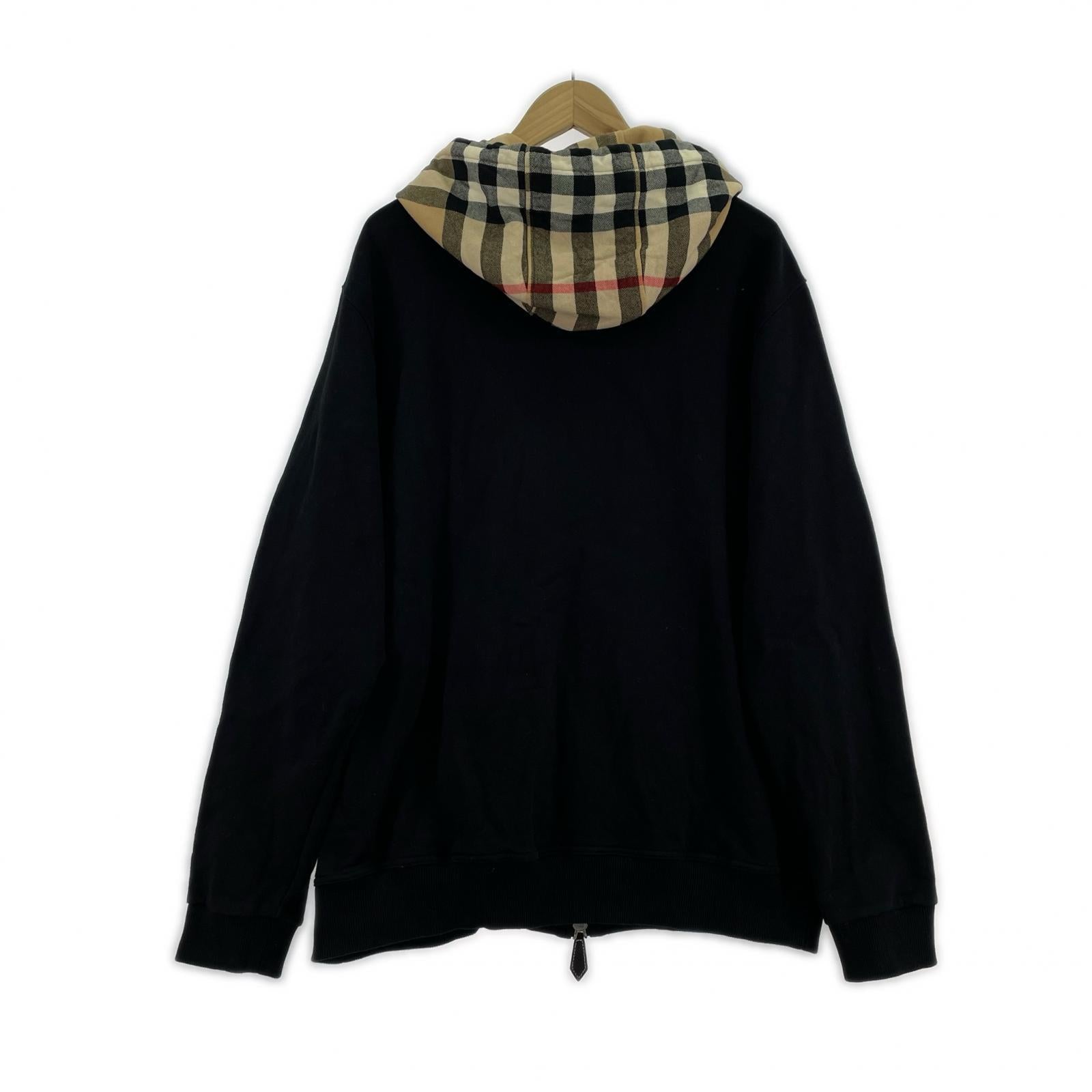 パーカー Check Hood Cotton Zip Hoodie (XL) ブラック