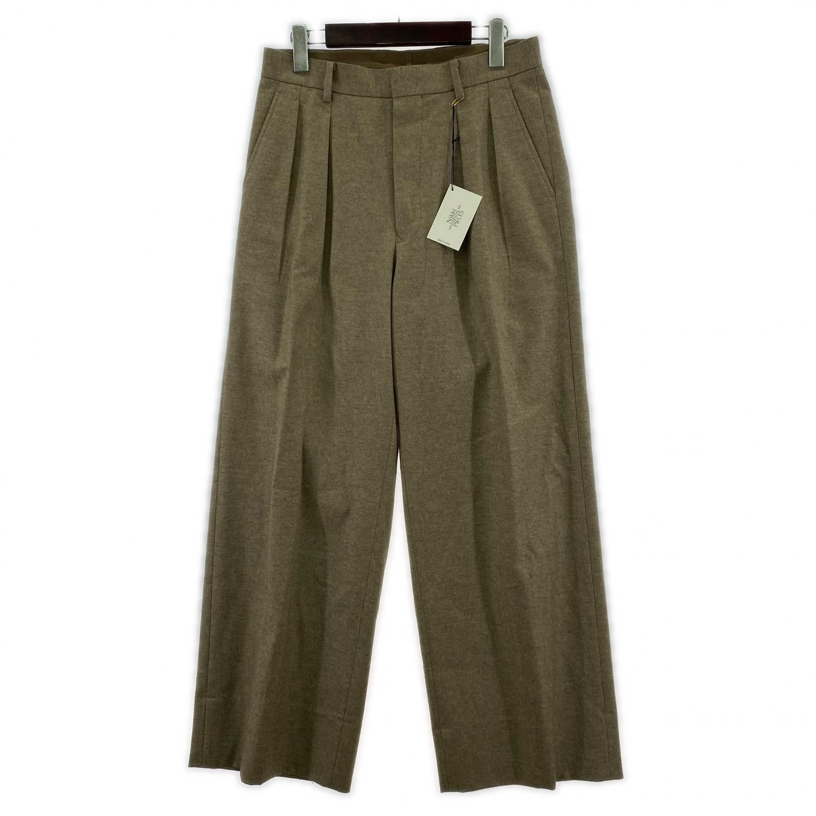 パンツ nikki essential pieces ウールタックパンツ 茶 (2) ブラウン