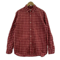 長袖シャツ シアサッカー チェック ボタンダウン シャツ レッド M M